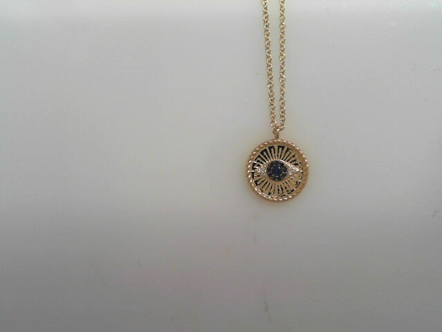LADIES 14K YG DIAMOND EVIL EYE FASHION PENDANT DIA 0.01CTW BL DIA 0.02