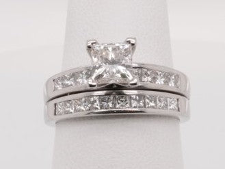 LADIES 14K WG WEDDING SET CENTER PRI 1.10CTW G/SI3 EGL US901316701D 0.