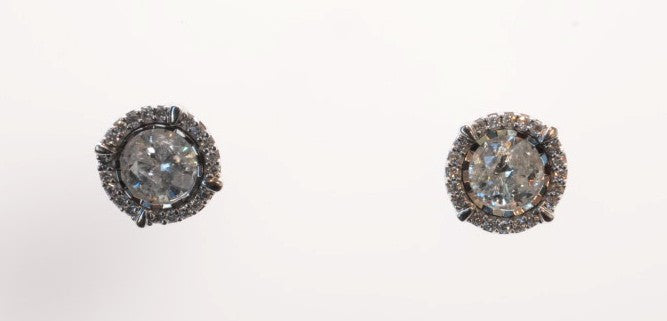 14K WG 1.5 CTW DIAMOND CENTER 5/8*2 CLUSTER EARRING PUSH BACK