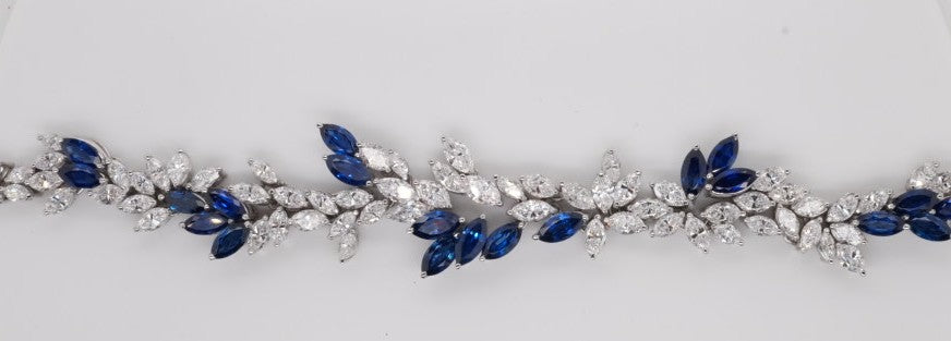 LADIES 18K WG SAPPHIRE APX 7.6 CTW AND DIAMOND APX 8.5CTW BRACELET