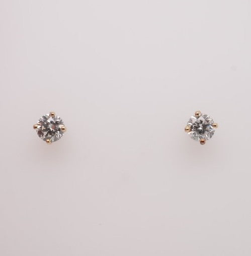 14K WG ROUND DIAMOND STUDS APX 0.75CTW SI2/H