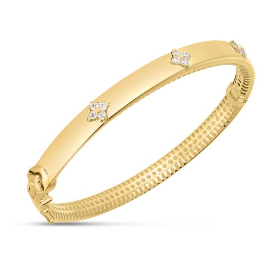 14K YG TRILOGY DIAMOND CLOVER BRACELET 0.30CTW