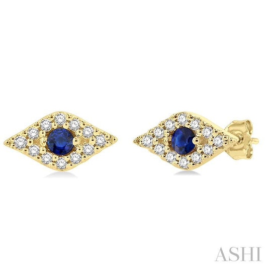 14K YG PETITE EVIL EYE EARRINGS 0.10CTW