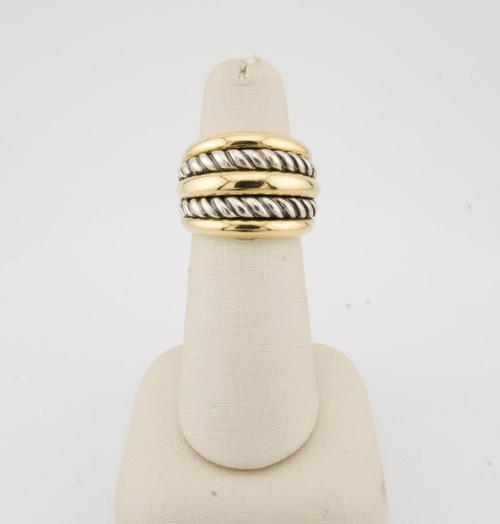 ESTATE DAVID YURMAN SILVER & 18KYG WIDE CABLE BAND