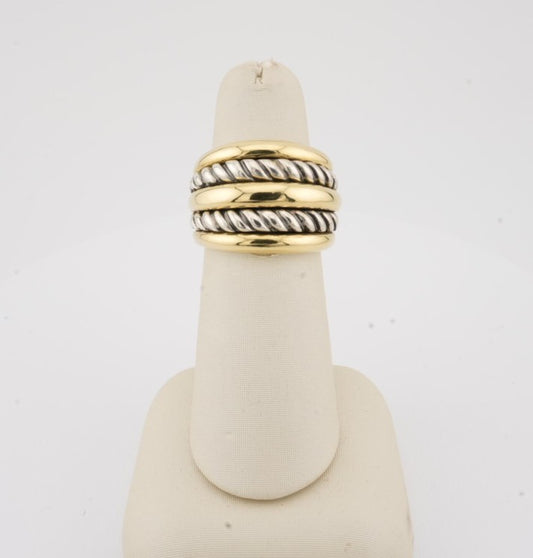 ESTATE DAVID YURMAN SILVER & 18KYG WIDE CABLE BAND