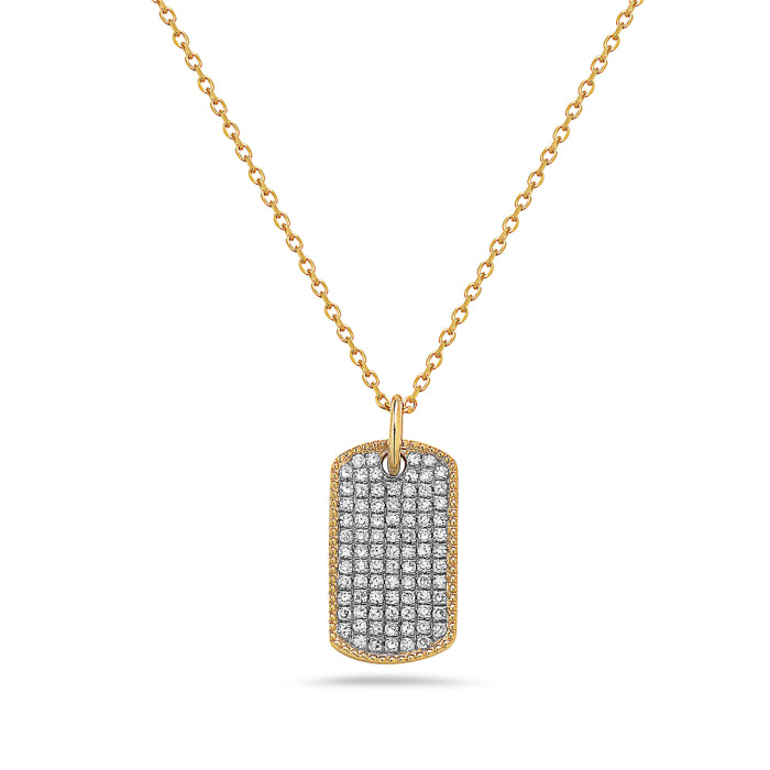 14KY DIAMOND PETITE DOG TAG NECKLACE .22CTW