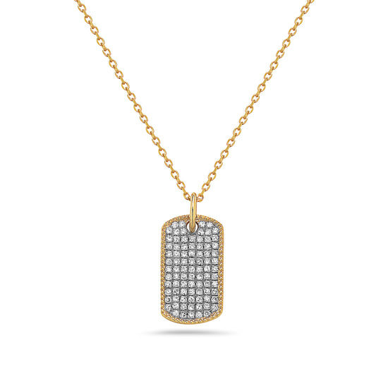 14KY DIAMOND PETITE DOG TAG NECKLACE .22CTW