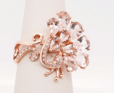 EFFY 14K RG .18 CT DIAMOND 3.80 CT MORGANITE RING