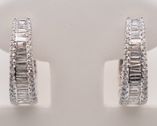 14K WG DIAMOND EARRINGS BGTS 1.90CTW RDS .95CTW 12.97GRM