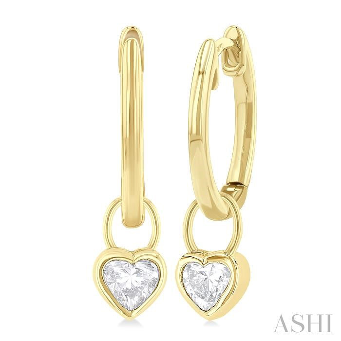 14KY DIA 1/3CT HEART HUGGIE EARRINGS
