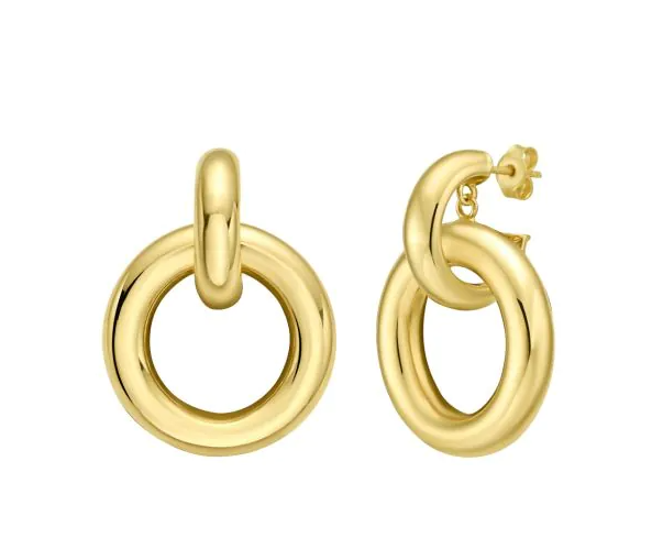14K YG ROUND LINKED HOOPS