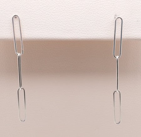 14K WG PAPERCLIP DROP EARRINGS