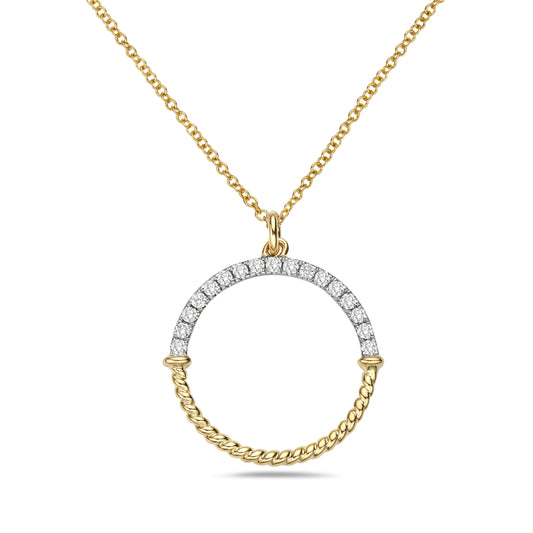 14KY CIRCLE SPLIT DIAMOND NECKLACE .24CTW