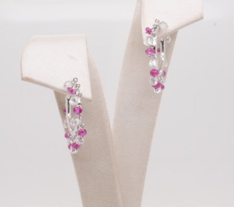 FANCY CREATIONS 18K WG & DIAMOND 1.97CTW & RUBY 1.66CTW EARRINGS