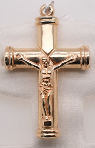 14K YG REVERSABLE CRUCIFIX