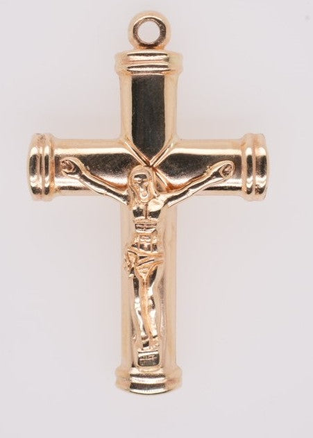 14K YG REVERSABLE CRUCIFIX