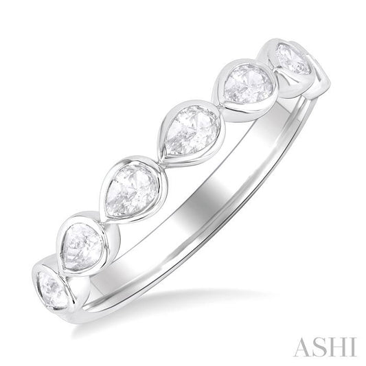 14K WG EAST WEST PEAR SHAPE DIAMOND RING 0.70CTW