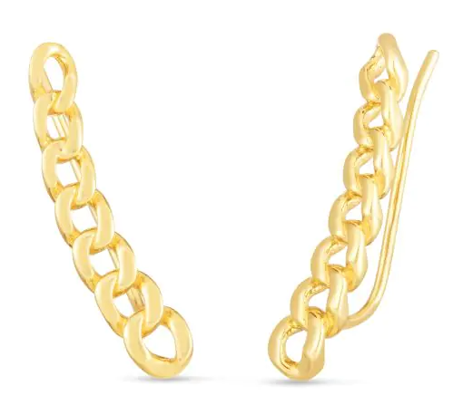 14K YG CLIMBER CURB EARRINGS
