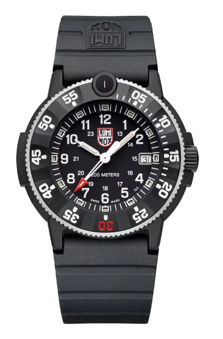 LUMINOX BLCK WHTE 20ATM 43MM RUBBER STRAP