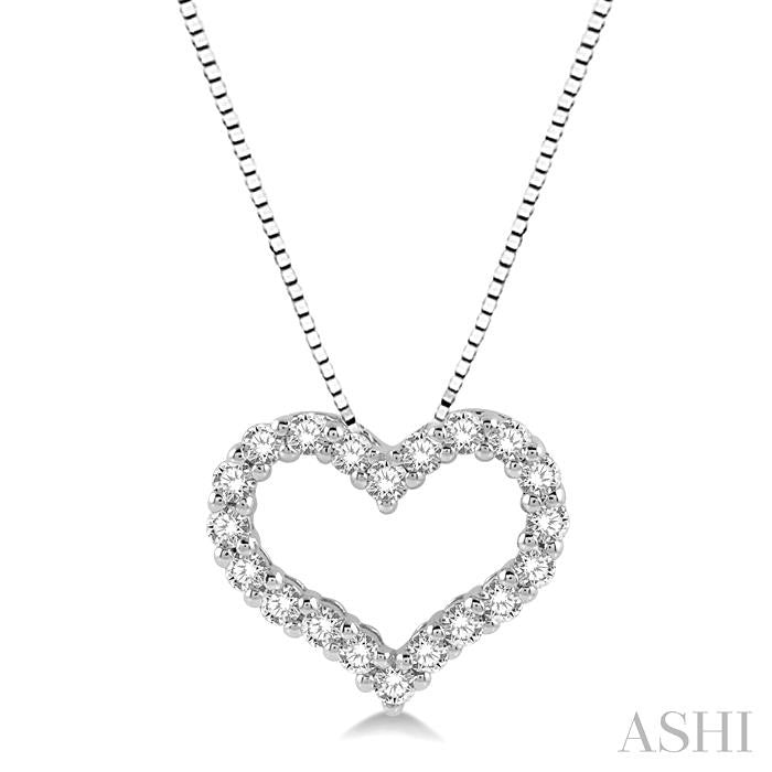 14K WG DIAMOND HEART PENDANT .50CTW