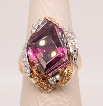 LDS PLAT/18KY RING GARNET 0.53CTW