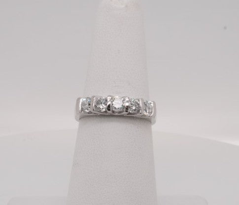 LADIES PLAT AND DIAMOND BAND BAR SET 0.75CTW