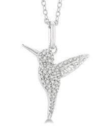 10K WHITE GOLD HUMMINGBIRD PENDANT WITH 0.15CTW DIAMONDS