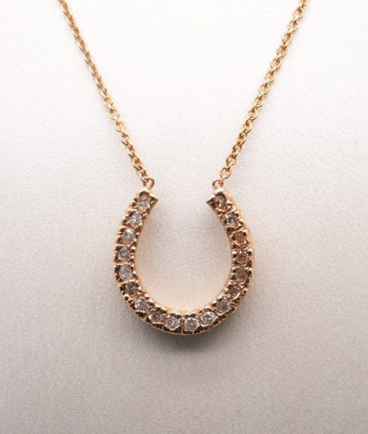 LADIES 14K YG DIAMOND HORSESHOE NECKLACE WITH CHAIN