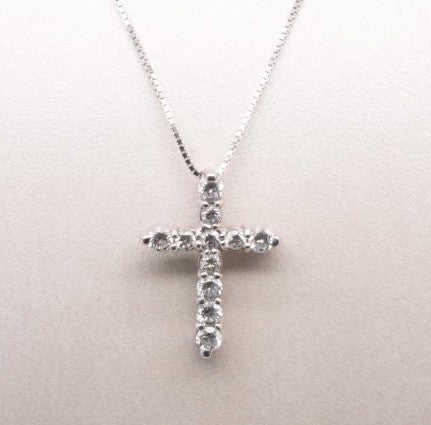 LADIES PLATINUM DIAMOND CROSS 0.36CTW 1.4GRM