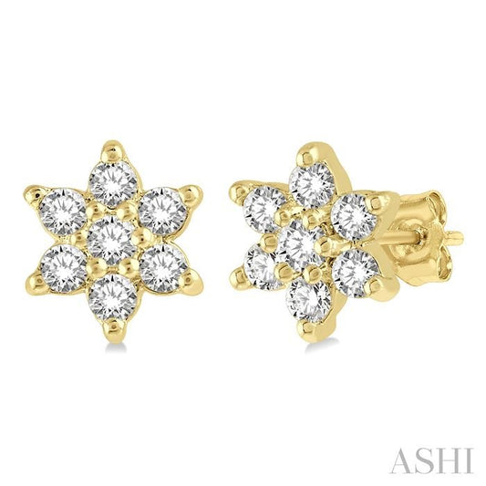 14K YG PETITE FLOWER EARRINGS 0.15CTW