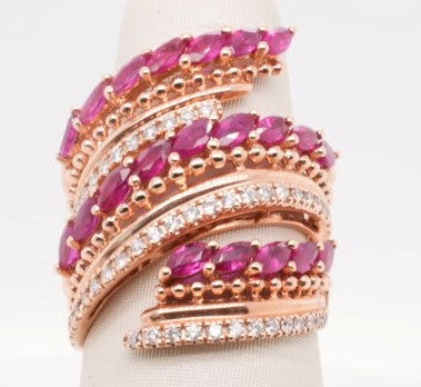 EFFY 14K RG .47 CT DIA 2.00 CT RUBY RING SZ 7