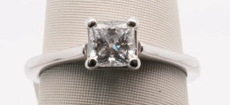 14K WG PRINCESS SOLITAIRE SI1/H 0.50CTW