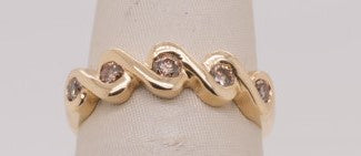 LADIES 14K YG 5 STONE BROWN DIAMOND  RING