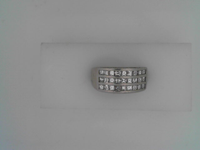 PLATINUM 3 ROW ASSCHER DIAMOND RING 1.00CTW