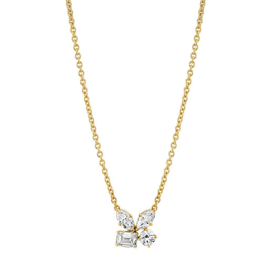 Michael M Montage Cluster Necklace 18K YG 1.12CTW