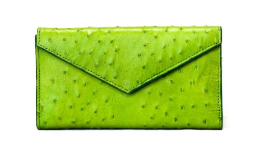 ENVELOPE WALLET - OSTRICH LIME GREEN