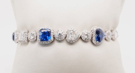 LADIES 18K DIAMOND AND SAPPHIRE  BRACELET