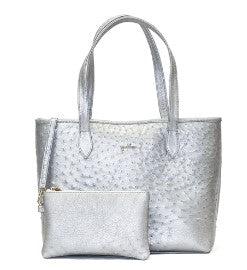 AMELIA TOTE - OSTRICH SILVER