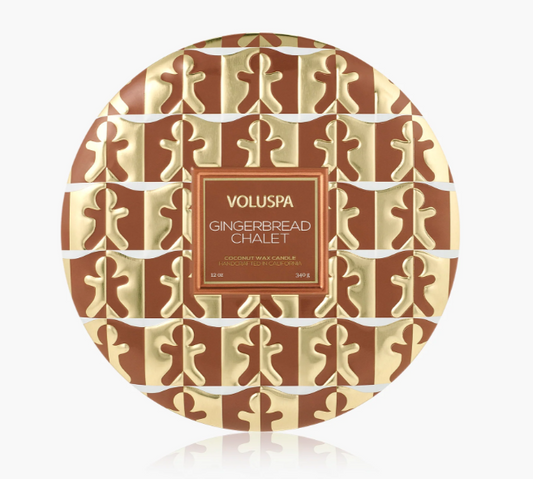 VOLUSPA GINGERBRED CHALET 3 WICK TIN CANDLE