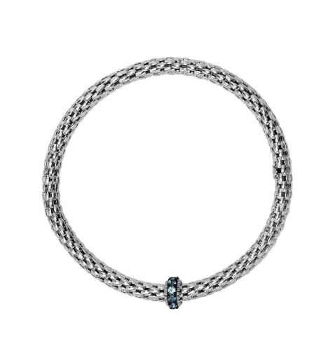 SILVER PHILIP GAVRIEL WOVEN BRACELET STRETCH WITH BLUE TOPAZ