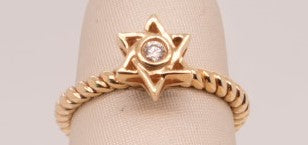 14KYG STAR RING 0.04CTW