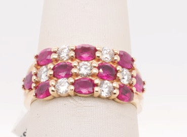 EFFY 14K YG .55 CT DIA 2.38 CT RUBY RING SZ 7