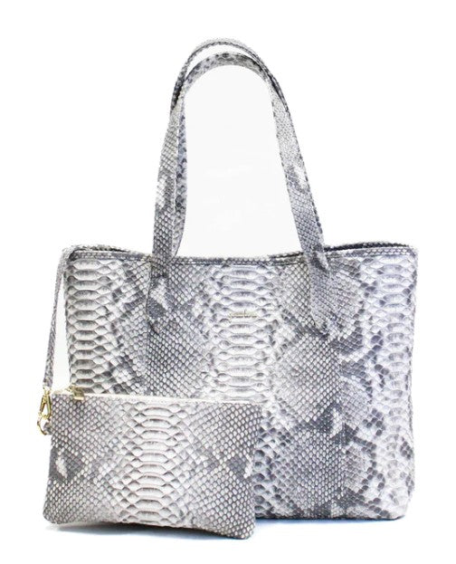 AMELIA TOTE - PYTHON BLACK/WHITE