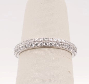 LADIES 14KW 2 ROW ROUND DIAMOND BAND