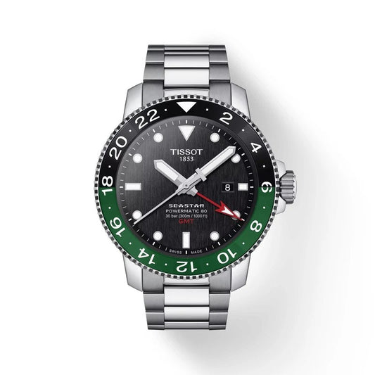 tissot seastar gts mech gmt green//black