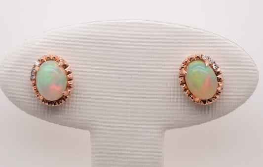 14KRG OPALSTUD EARRINGS O=1.71CT RD=.05CT