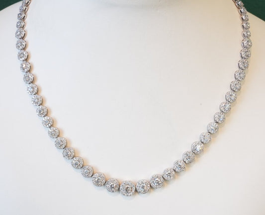 LADIES 14K WG DIAMOND APX 6CTW RIVERA NECKLACE WITH HALO