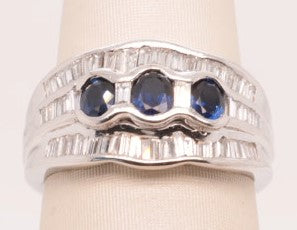 LADIES PLAT BAND SAPH 0.70CTW DIAM 0.30CTW