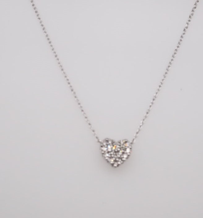 14K WG DIAMOND HEART PETITE PENDANT 0.10CTW