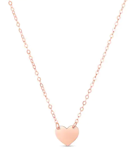 14K RG HEART STATION NECKALCE 18"
